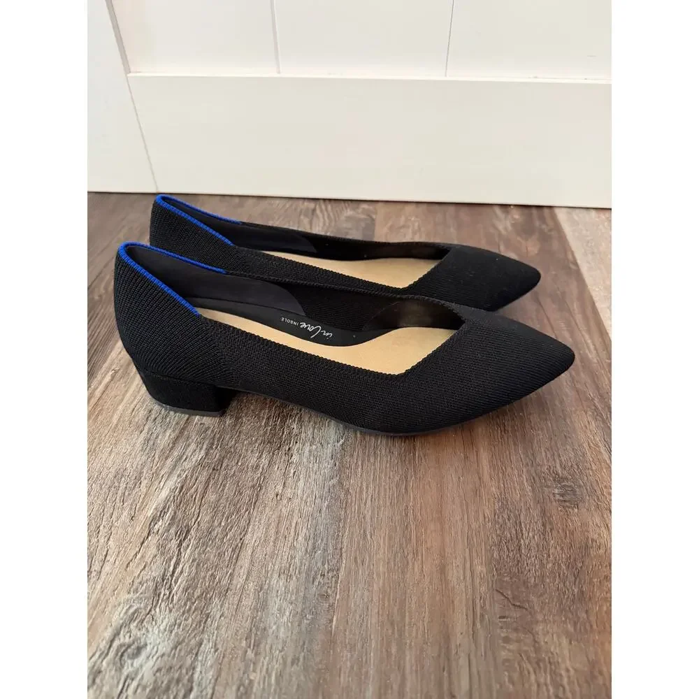 Rothy's High Point Heels Womens size 10 Black Slip On Block Classic Staple EUC